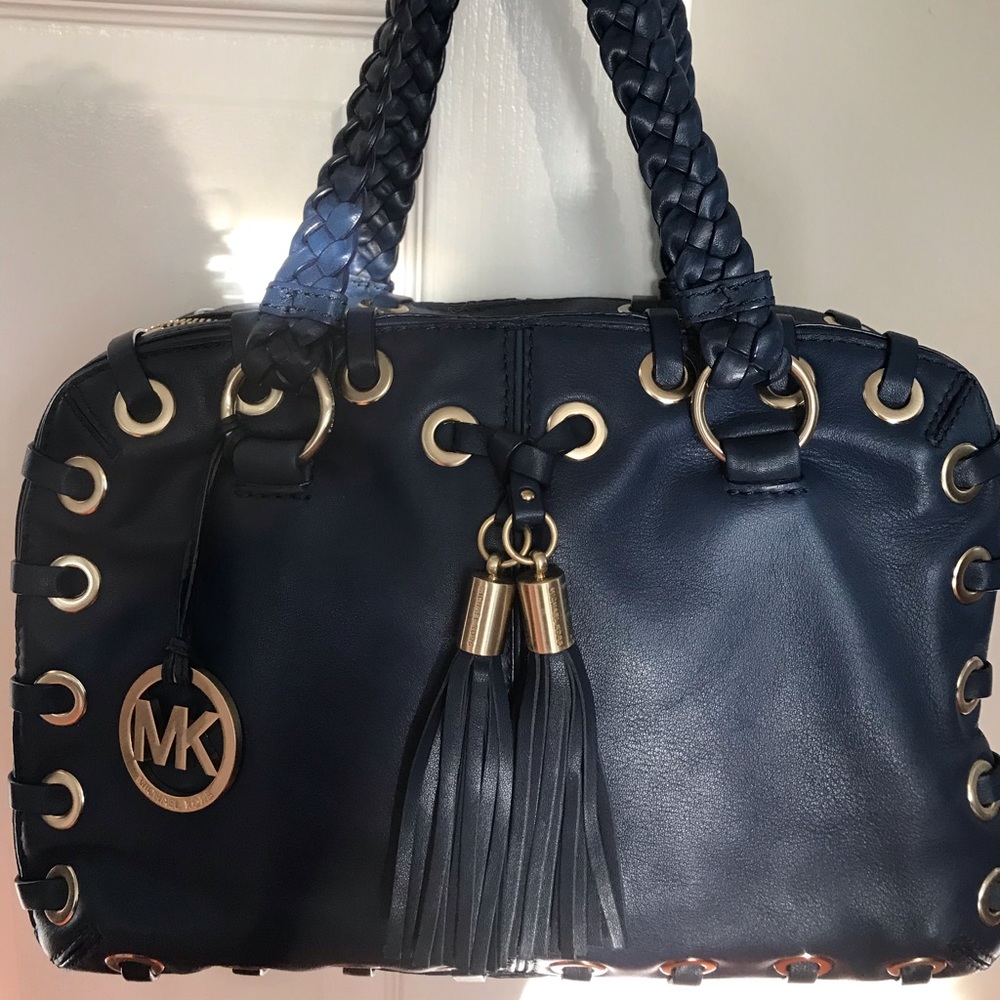 Michael Kors Navy Astor Grommet Satchel bag